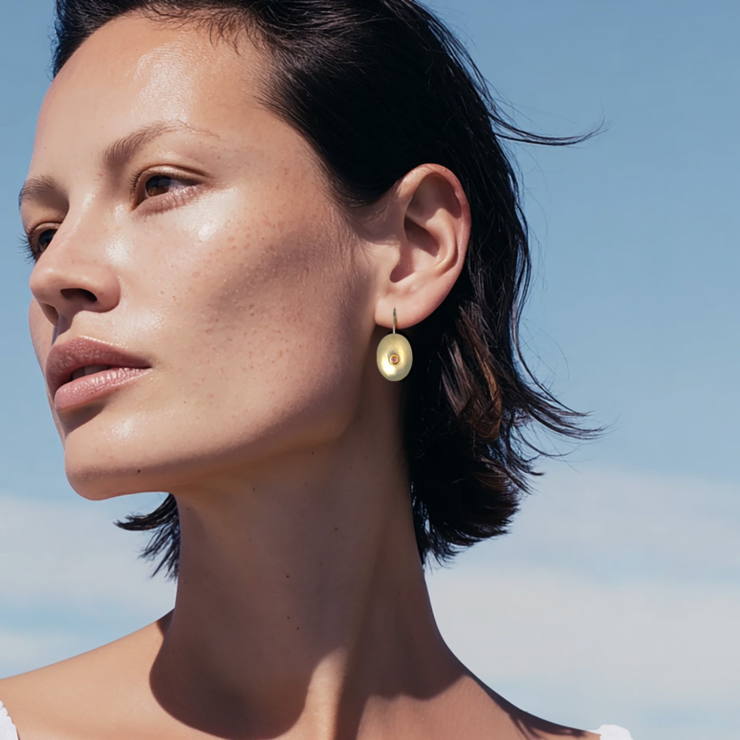 Lepidolite Tourmaline Gold Drop Earrings