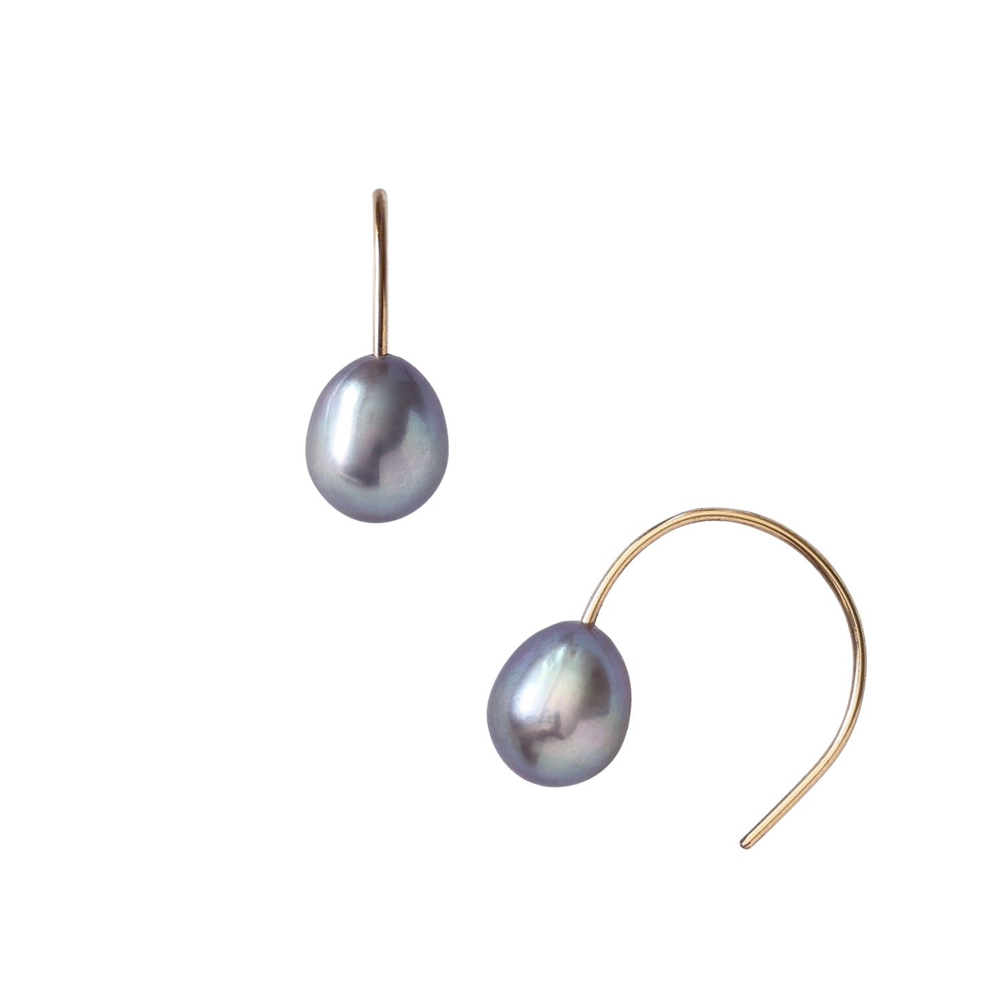 Grey Pearl Hook Earrings
