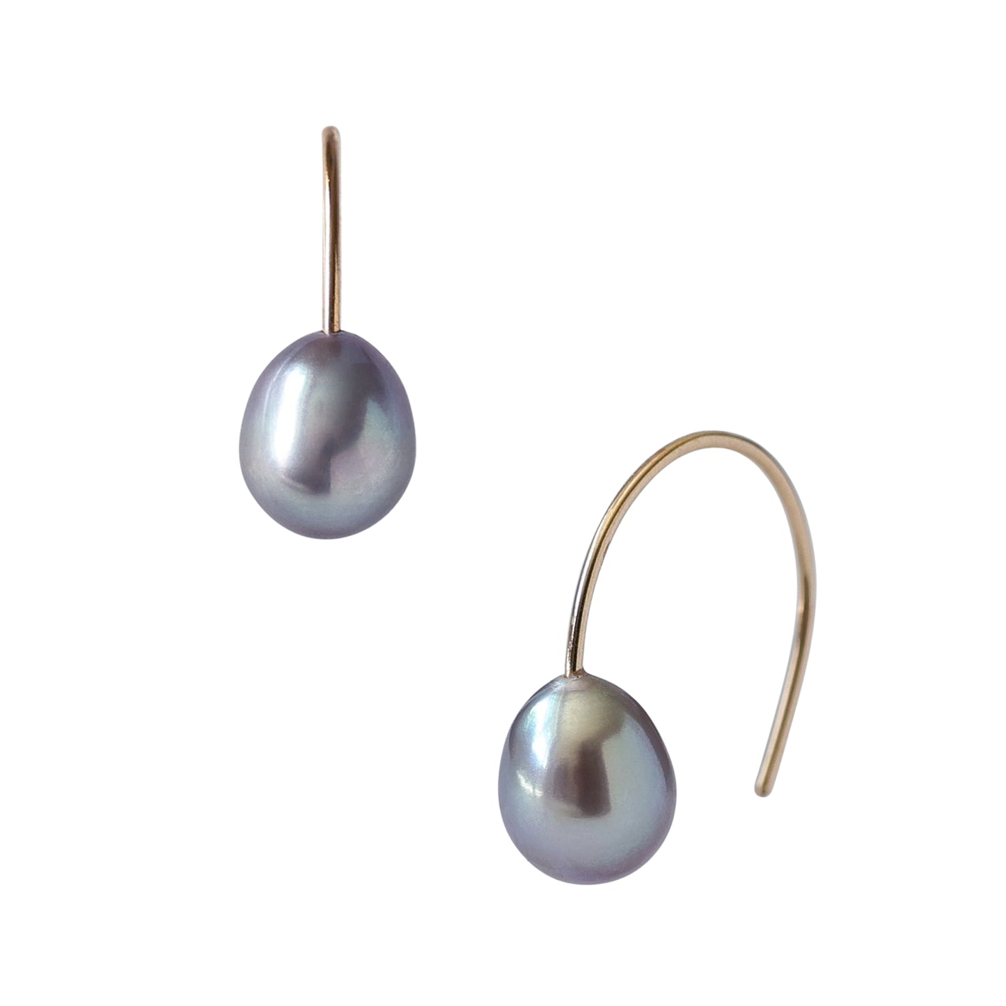Grey Pearl Hook Earrings