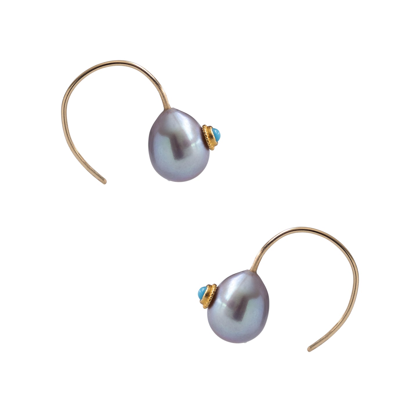Gray Pearl Turquoise Hook Earrings