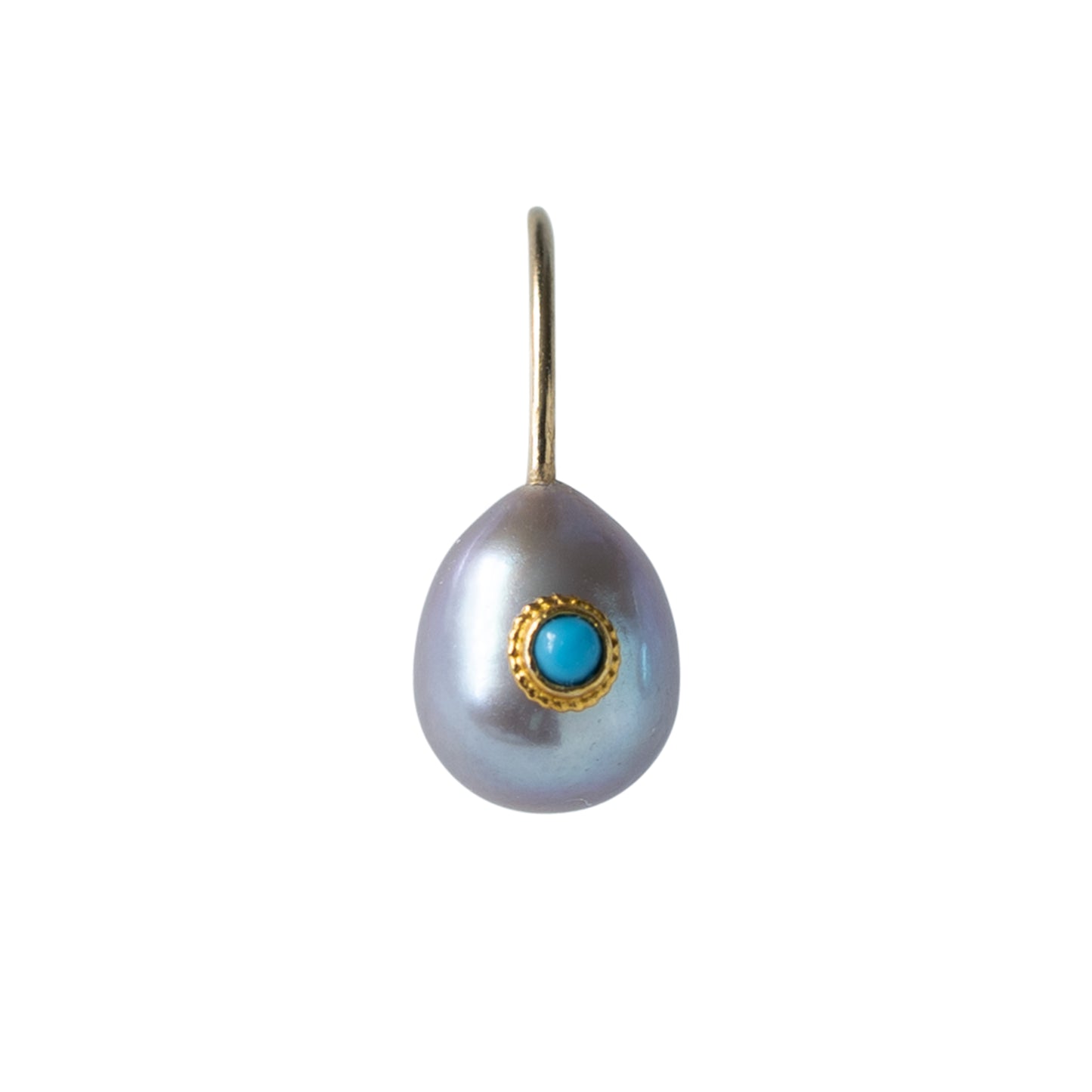 Gray Pearl Turquoise Hook Earrings