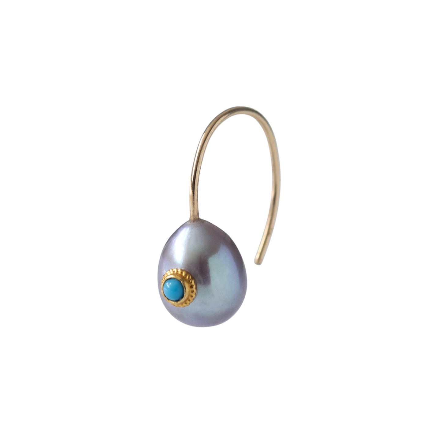Gray Pearl Turquoise Hook Earrings