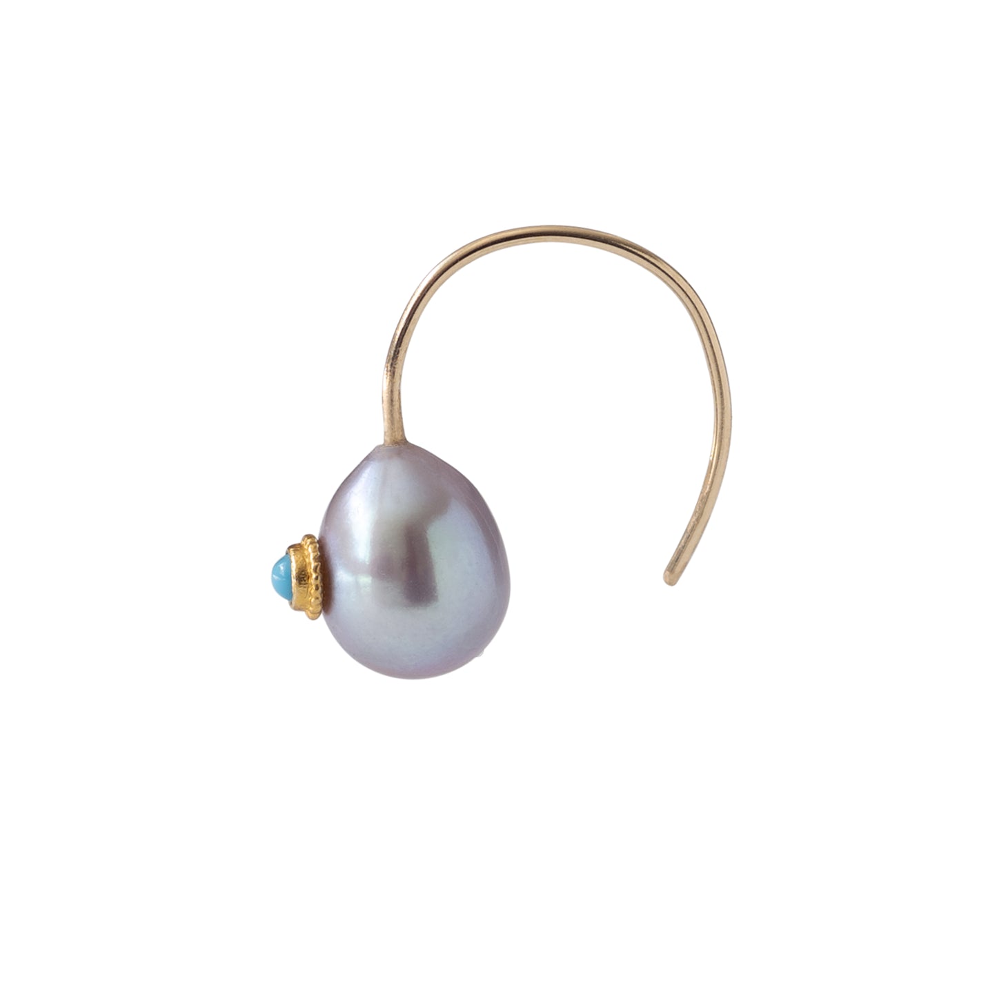 Gray Pearl Turquoise Hook Earrings