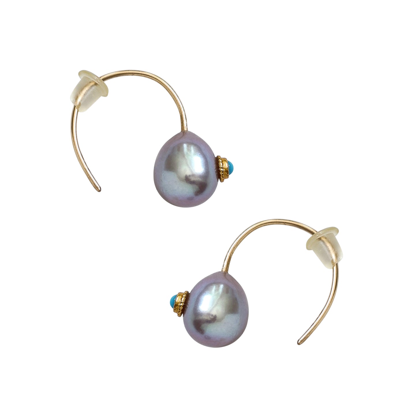 Gray Pearl Turquoise Hook Earrings