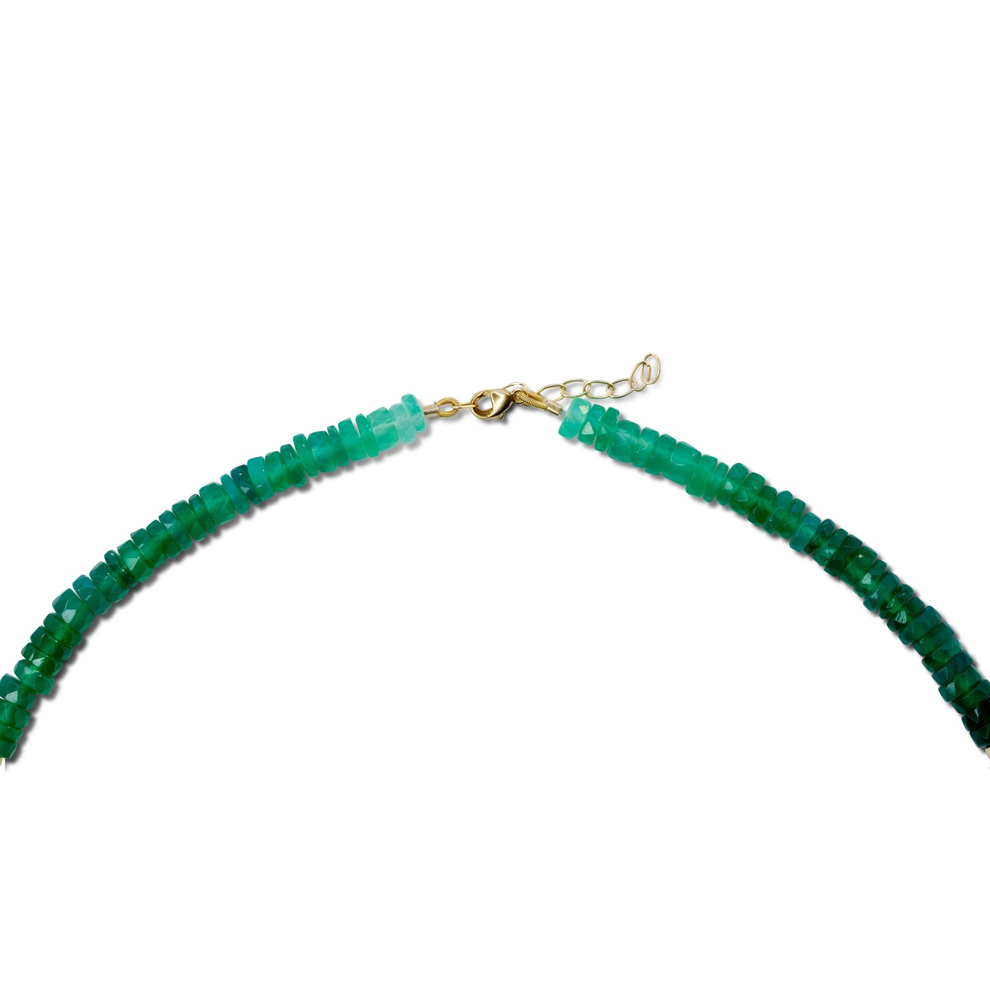 Green Agate Ombre Gold Bead Necklace