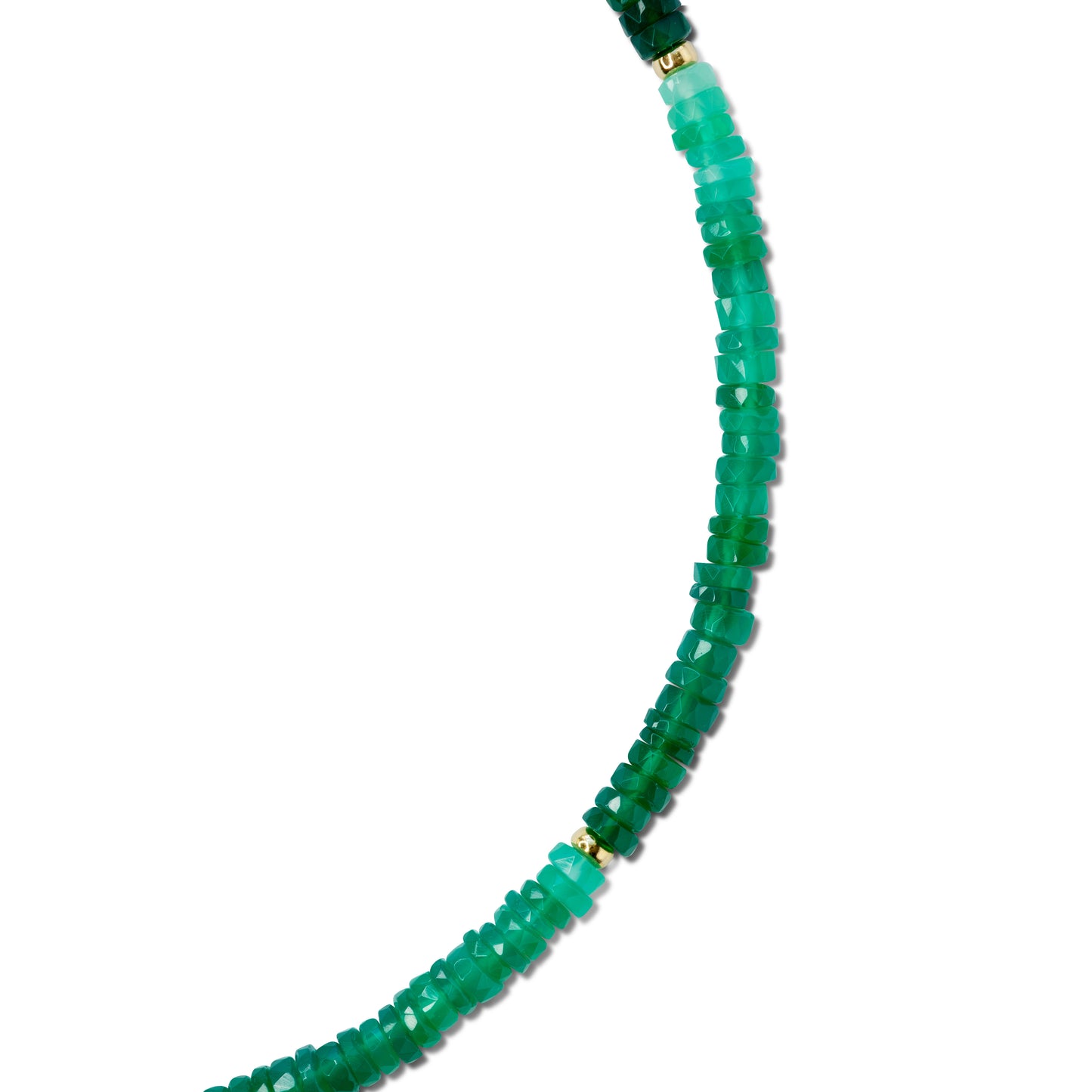Green Agate Ombre Gold Bead Necklace