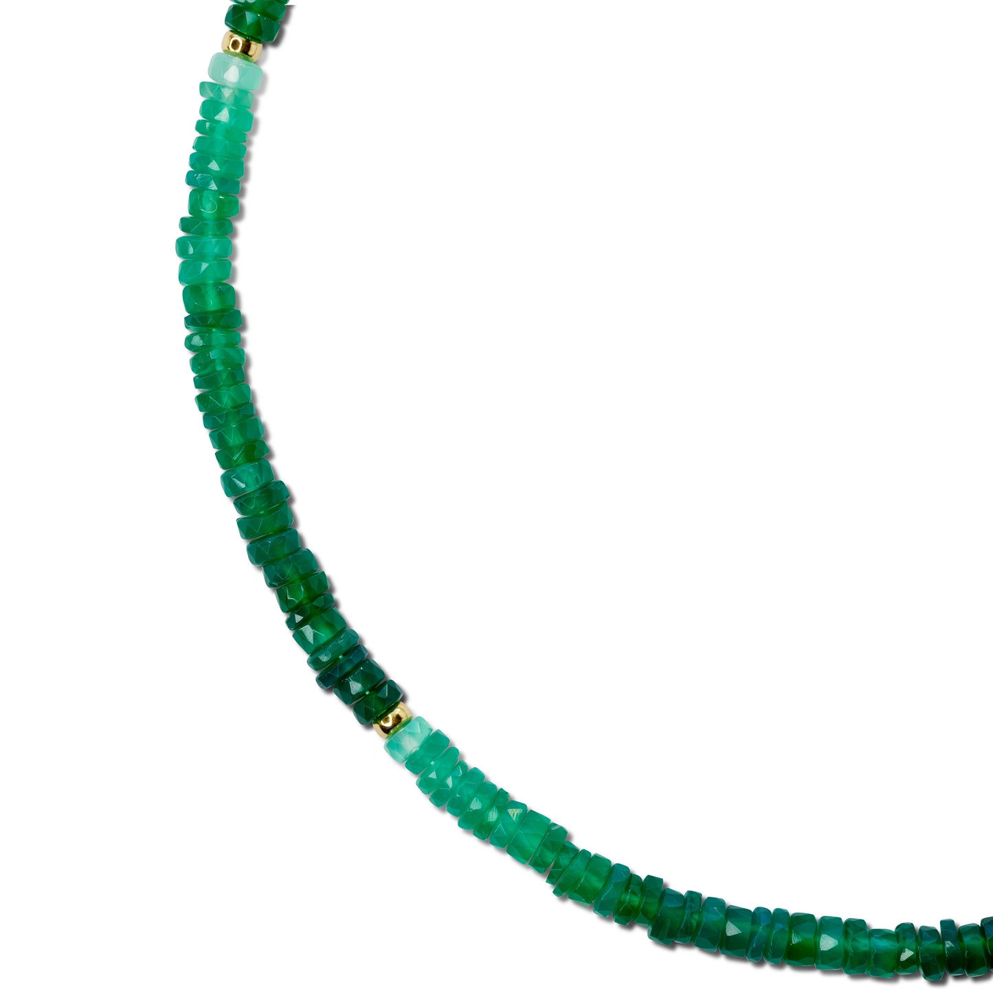 Green Agate Ombre Gold Bead Necklace