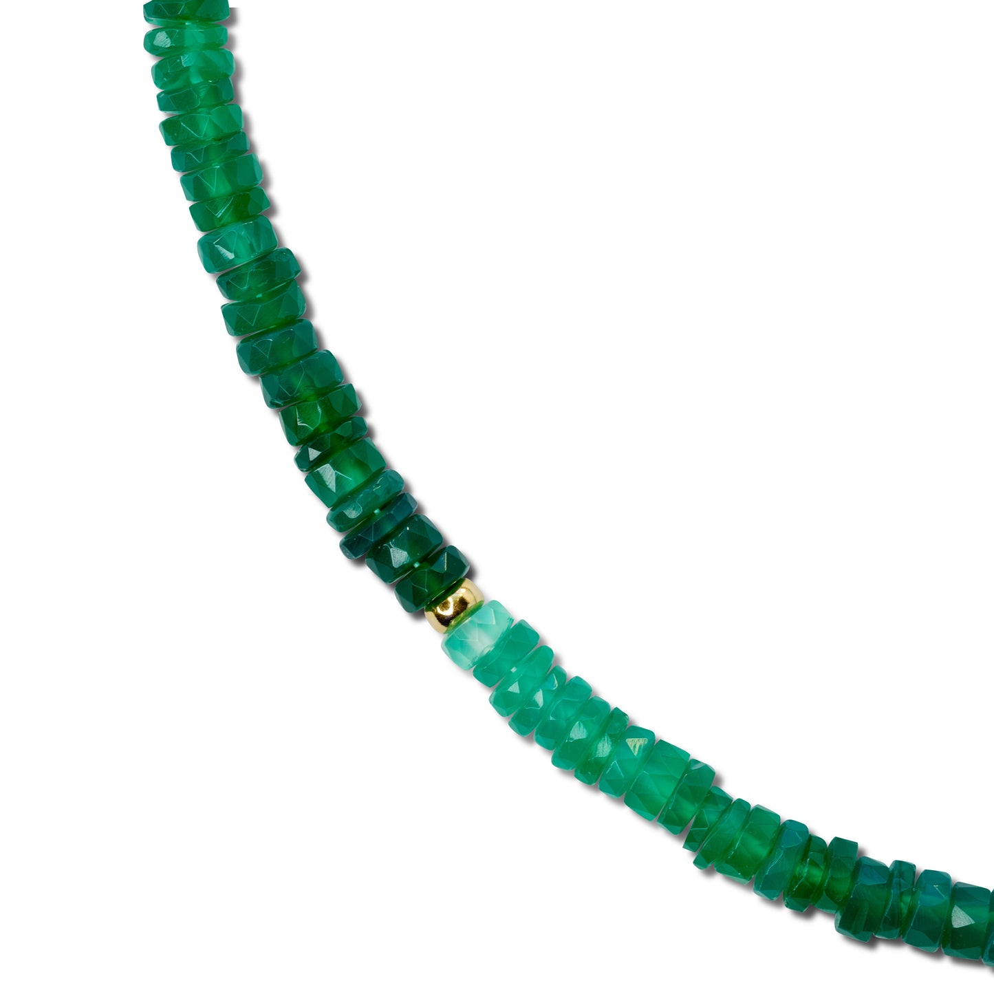 Green Agate Ombre Gold Bead Necklace