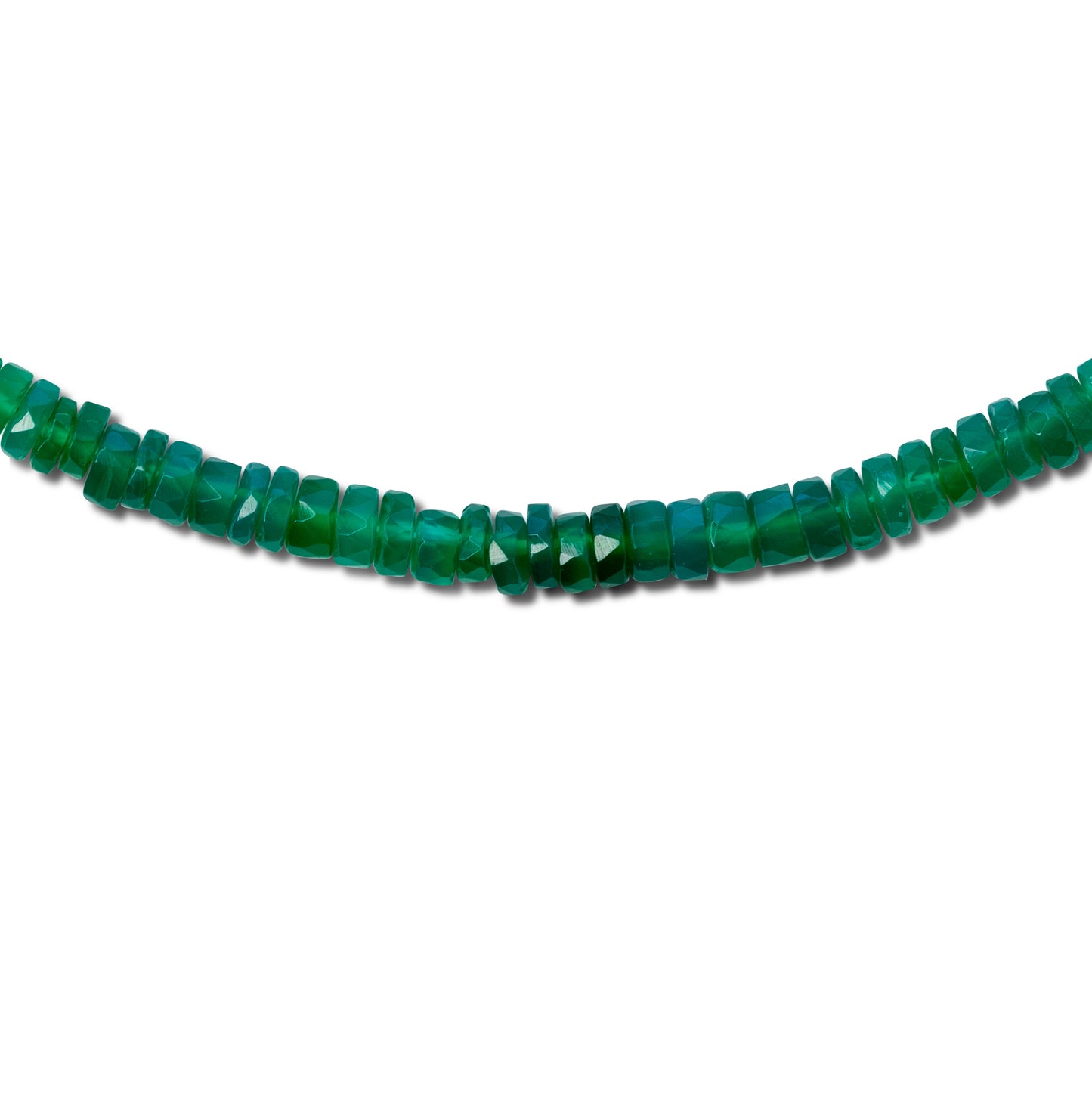 Green Agate Ombre Gold Bead Necklace