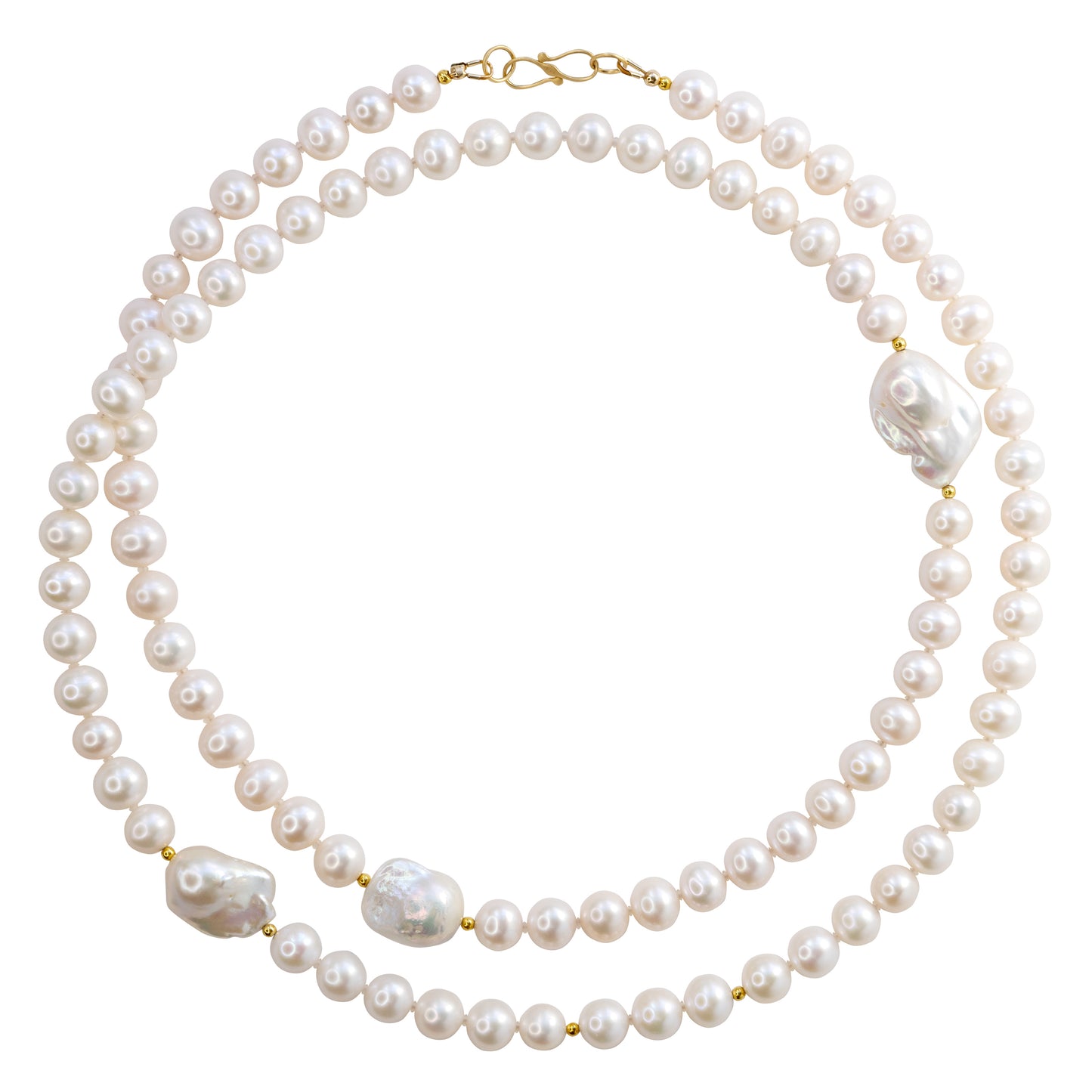 Baroque Pearls Rope Necklace 18K Gold