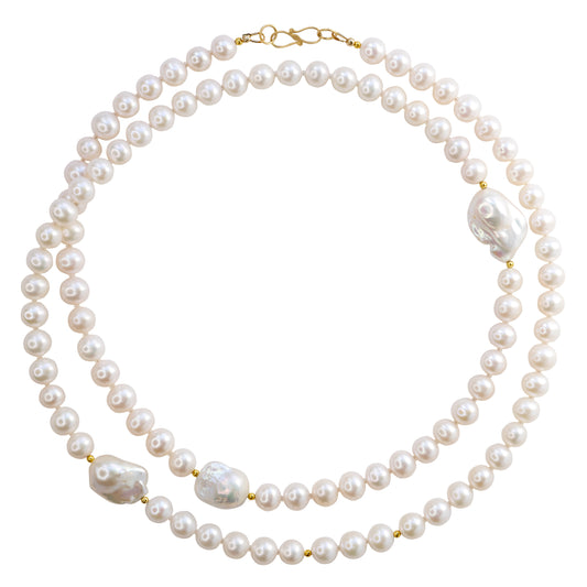 Baroque Pearls Rope Necklace 18K Gold
