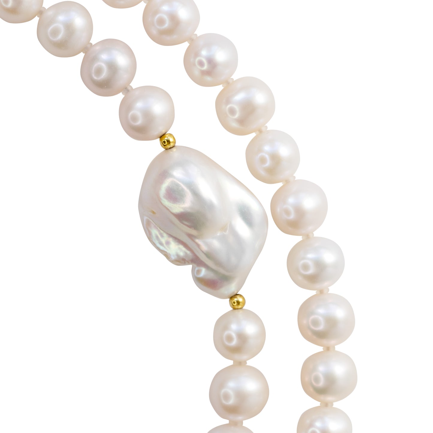 Baroque Pearls Rope Necklace 18K Gold