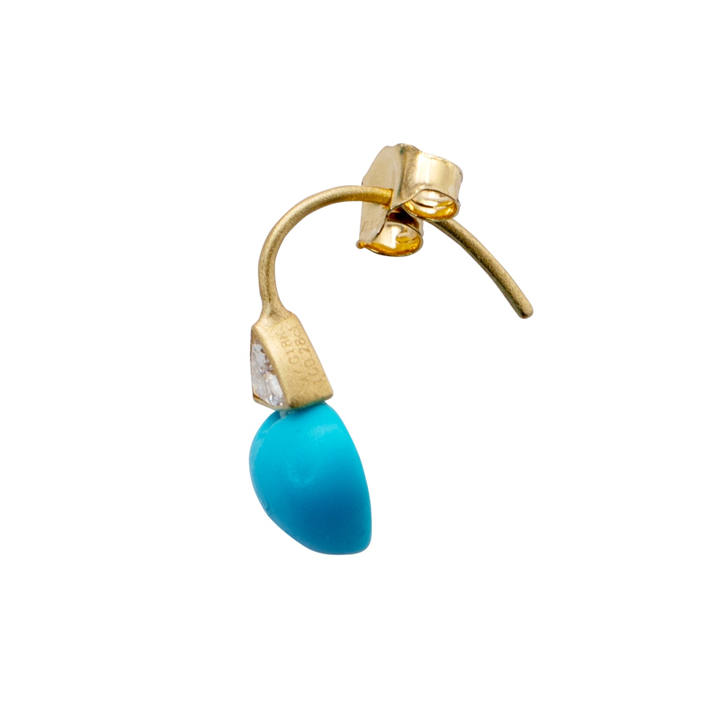 Heart Turquoise and Diamond Gold Drop Earrings