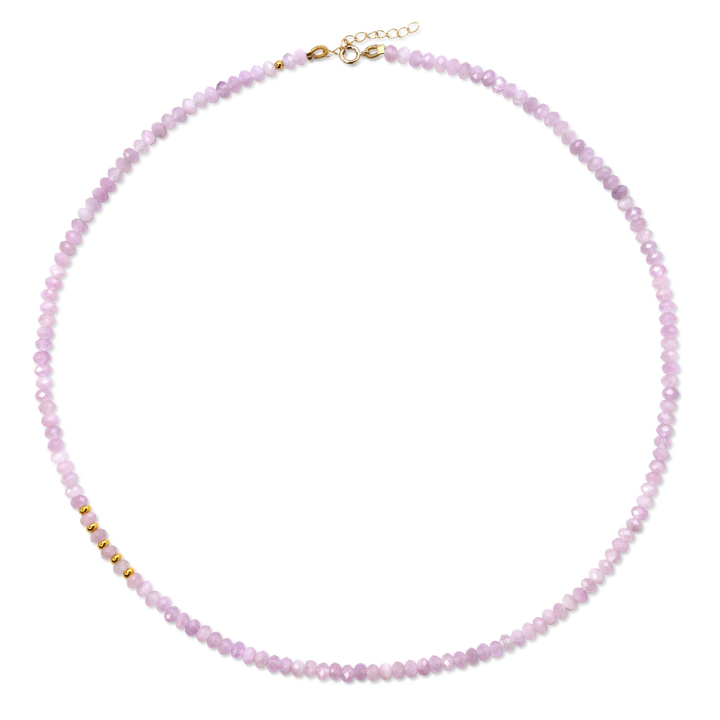 Kunzite Gold Bead Necklace