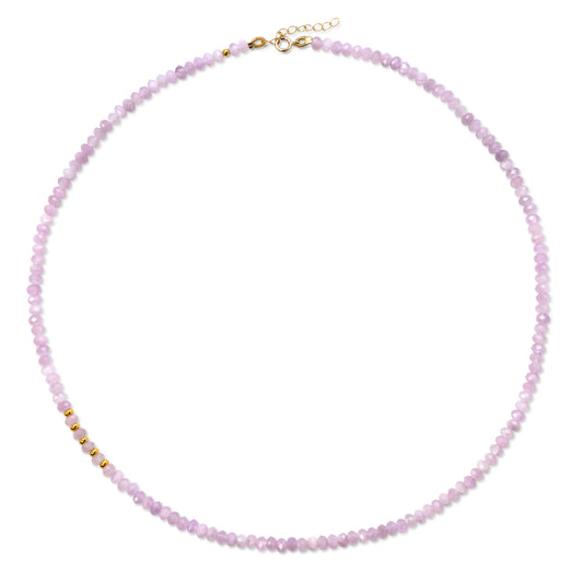 Kunzite Gold Bead Necklace