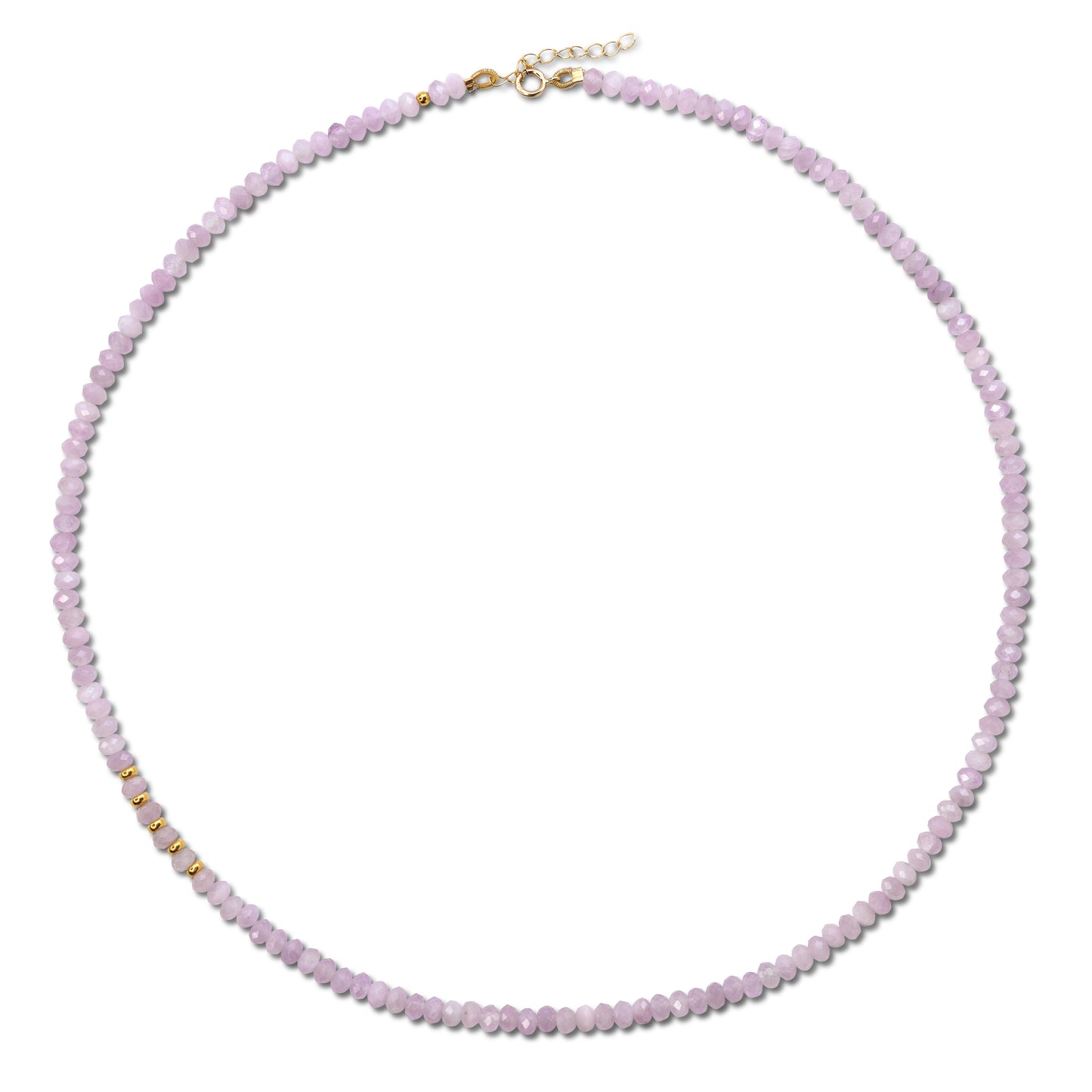 Kunzite Gold Bead Necklace