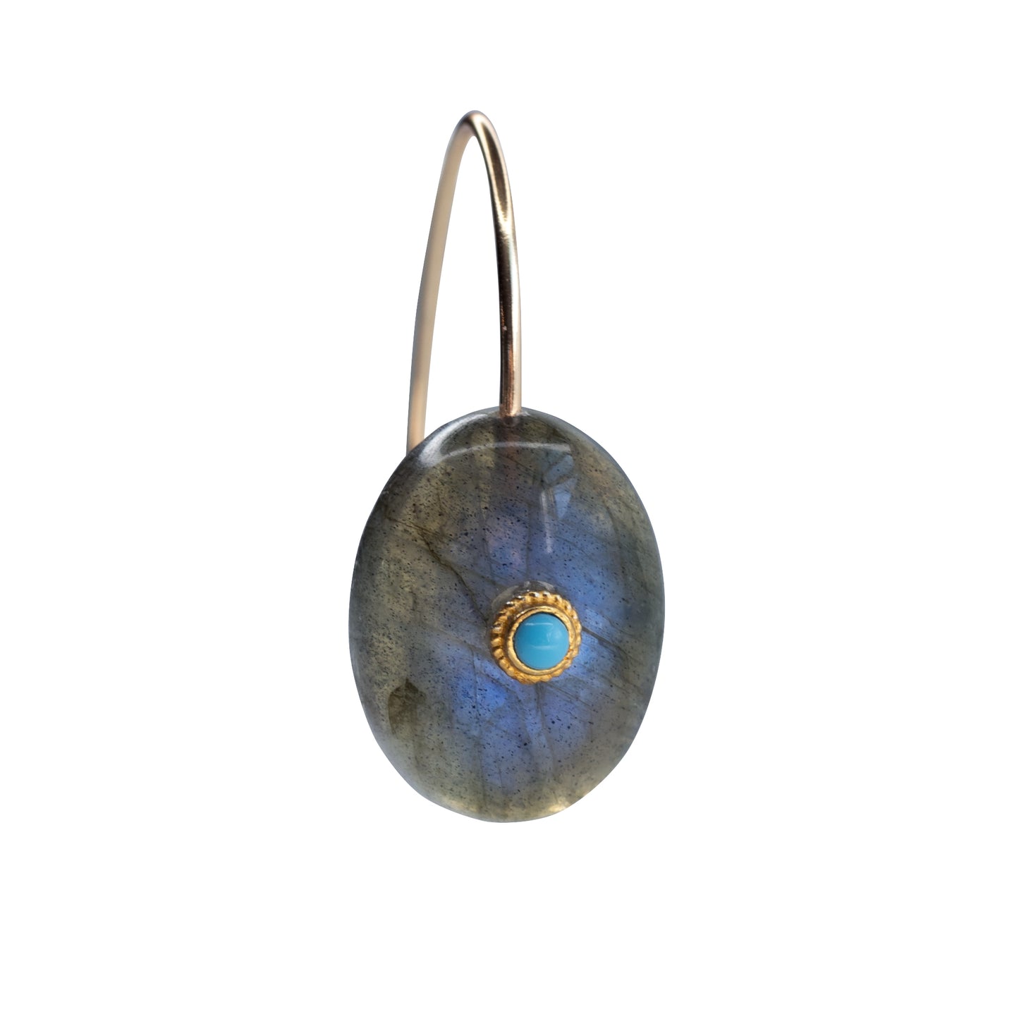 Labradorite Turquoise Drop Earrings 14K Gold