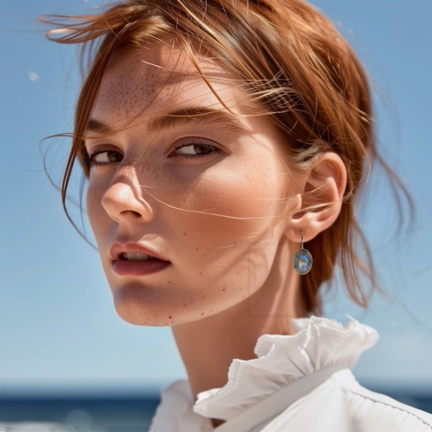 Labradorite Turquoise Drop Earrings 14K Gold