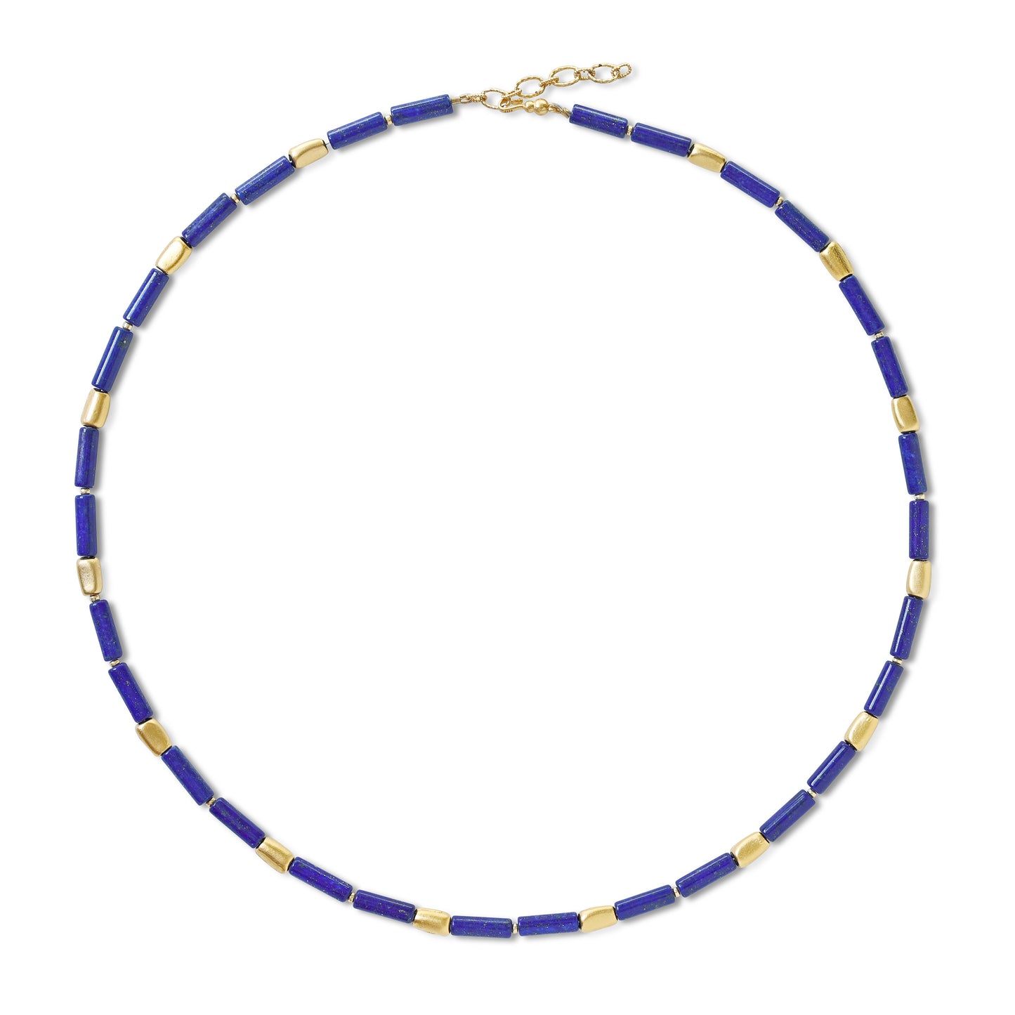Lapis Lazuli Tube Gold Station Necklace