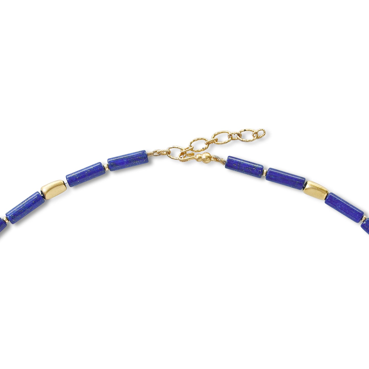 Lapis Lazuli Tube Gold Station Necklace