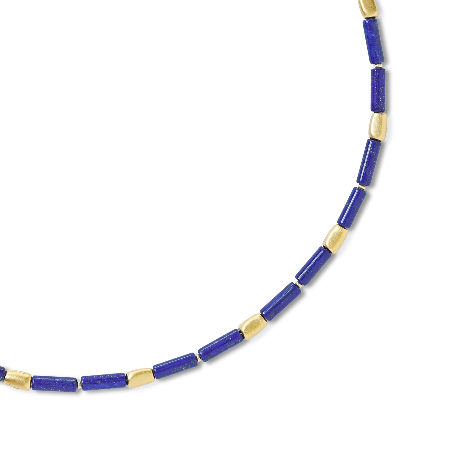 Lapis Lazuli Tube Gold Station Necklace