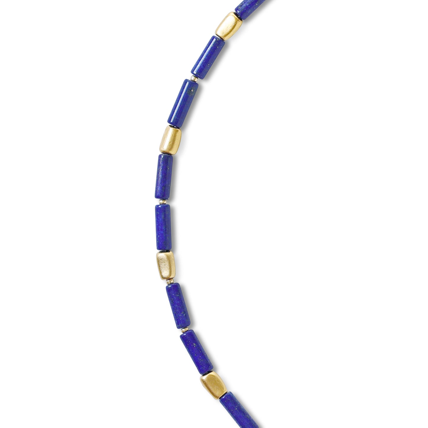 Lapis Lazuli Tube Gold Station Necklace