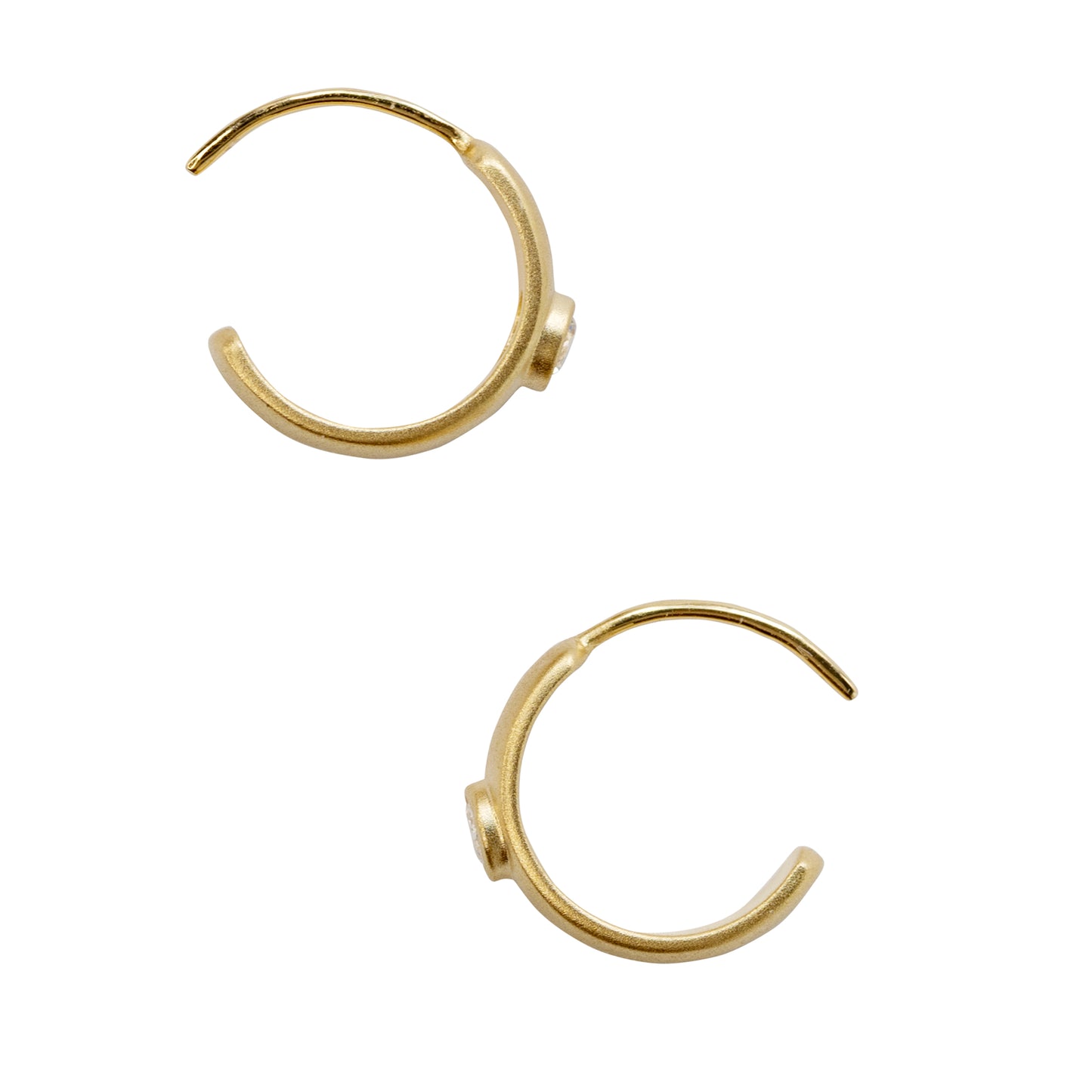 Meme Gold Diamond Huggie Earrings, 1/2" Round