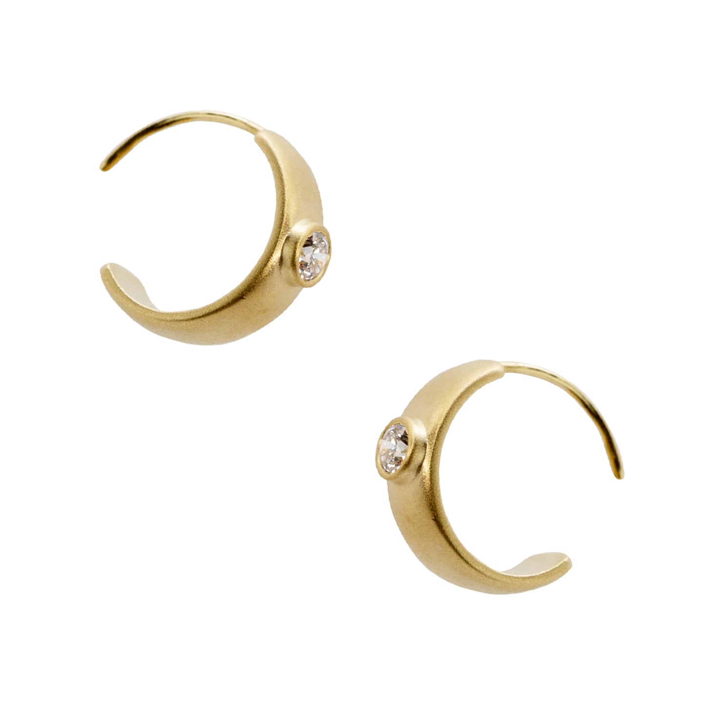 Meme Gold Diamond Huggie Earrings, 1/2" Round