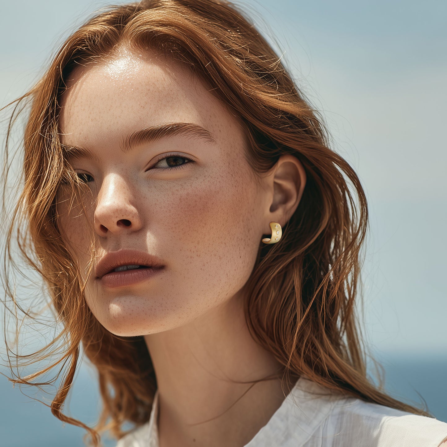 Meme Gold Diamond Wide Huggie Earrings, 1/2" Round