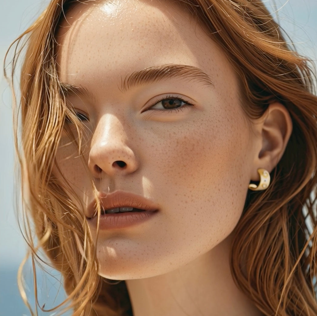 Meme Gold Diamond Wide Huggie Earrings, 1/2" Round