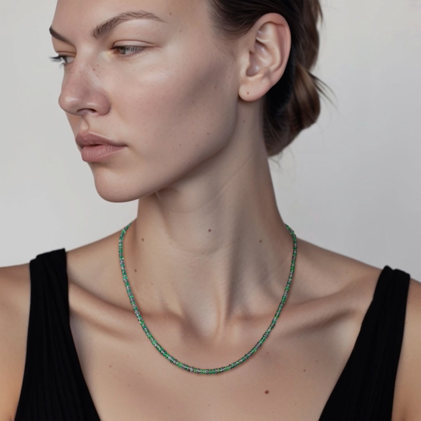 Mixed Sapphire Emerald Graduated Necklace