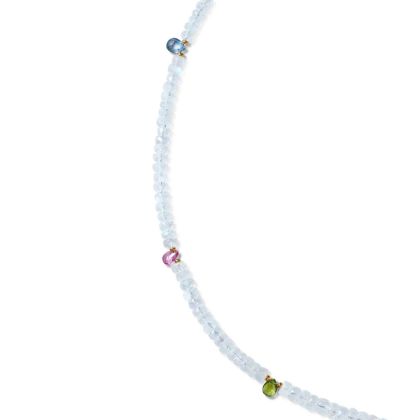 Rainbow Tourmaline Drop Blue Moonstone Necklace