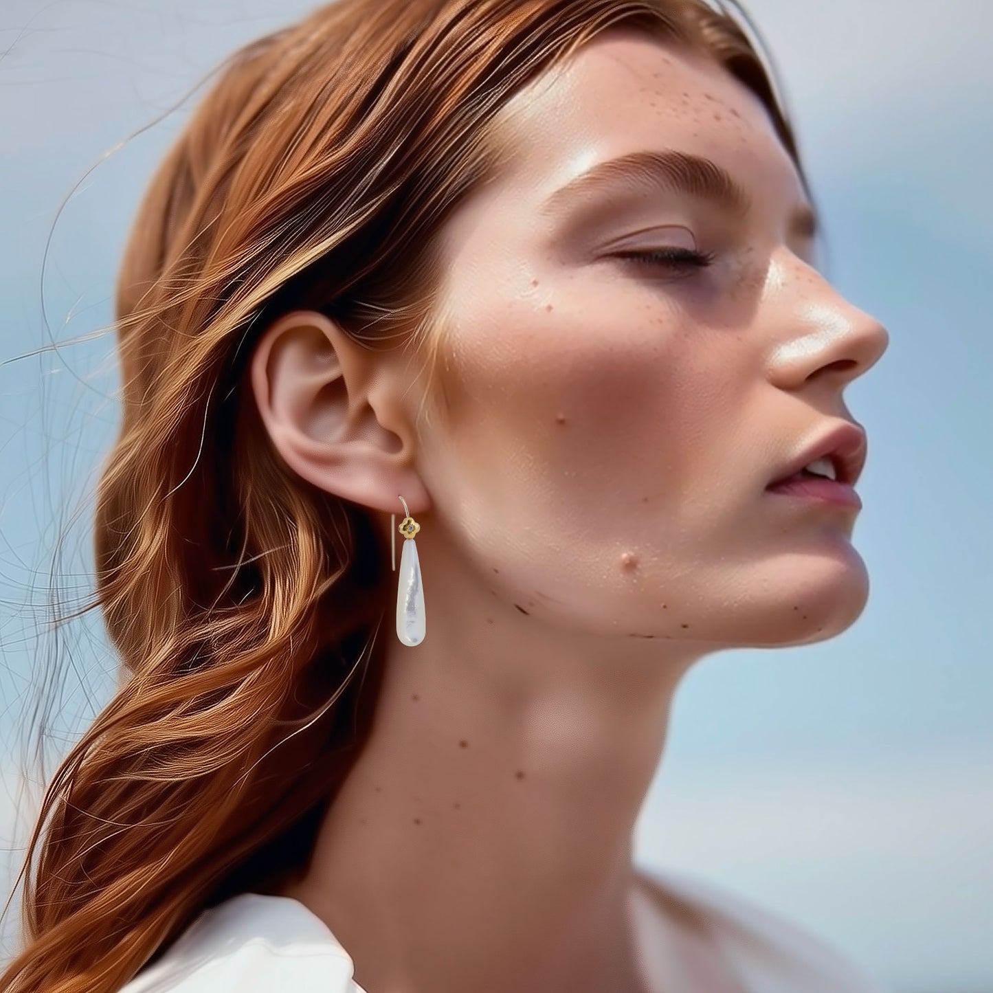 Mother of Pearl 14K Gold Dangle Earrings