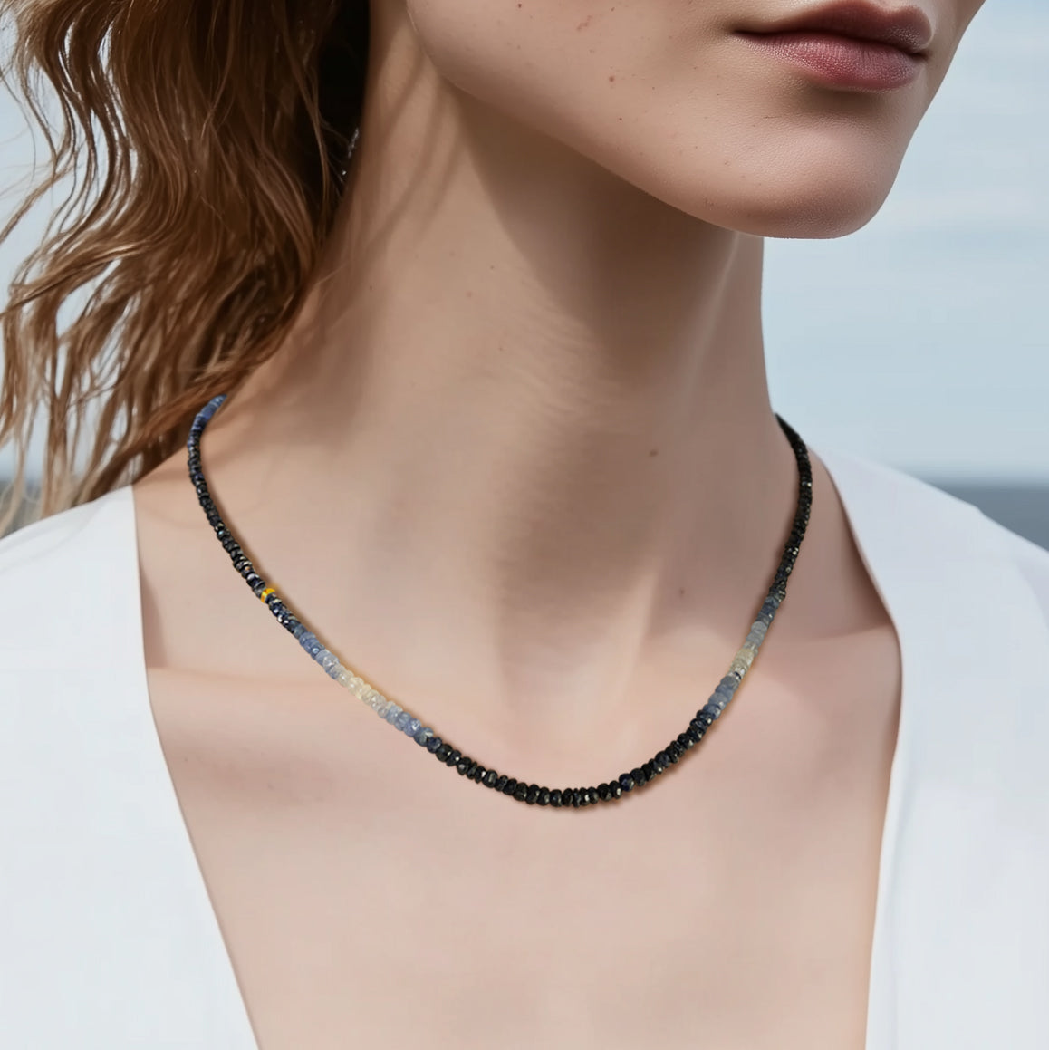 Birthstone September Blue Sapphire Ombre Necklace