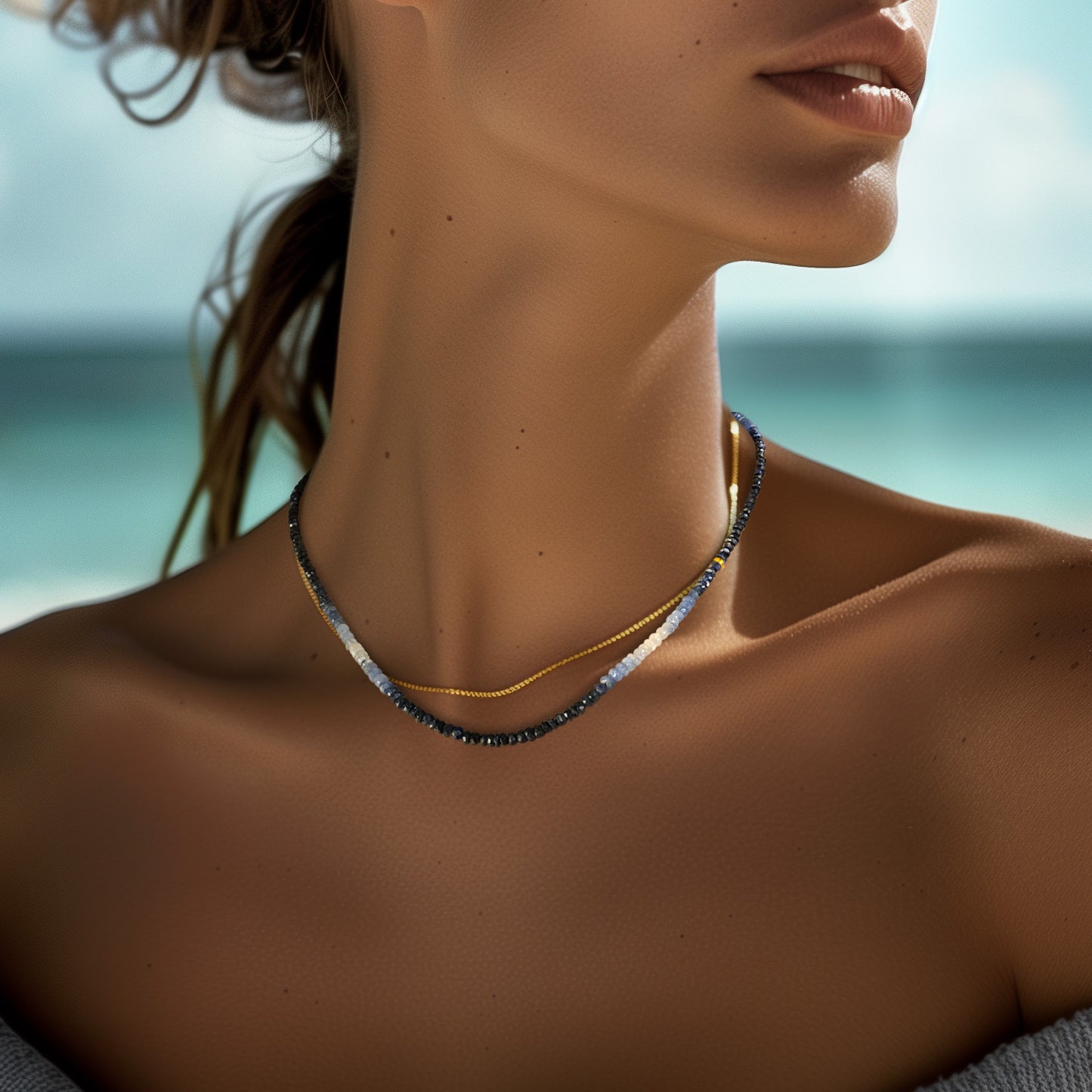 Birthstone September Blue Sapphire Ombre Necklace