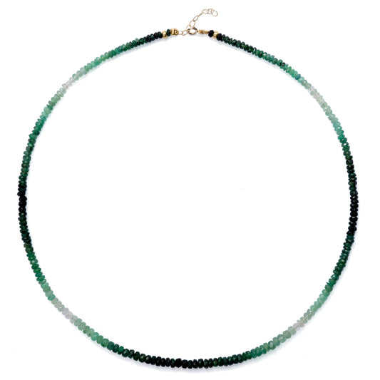 Birthstone May Ombre Emerald Necklace 14K Gold