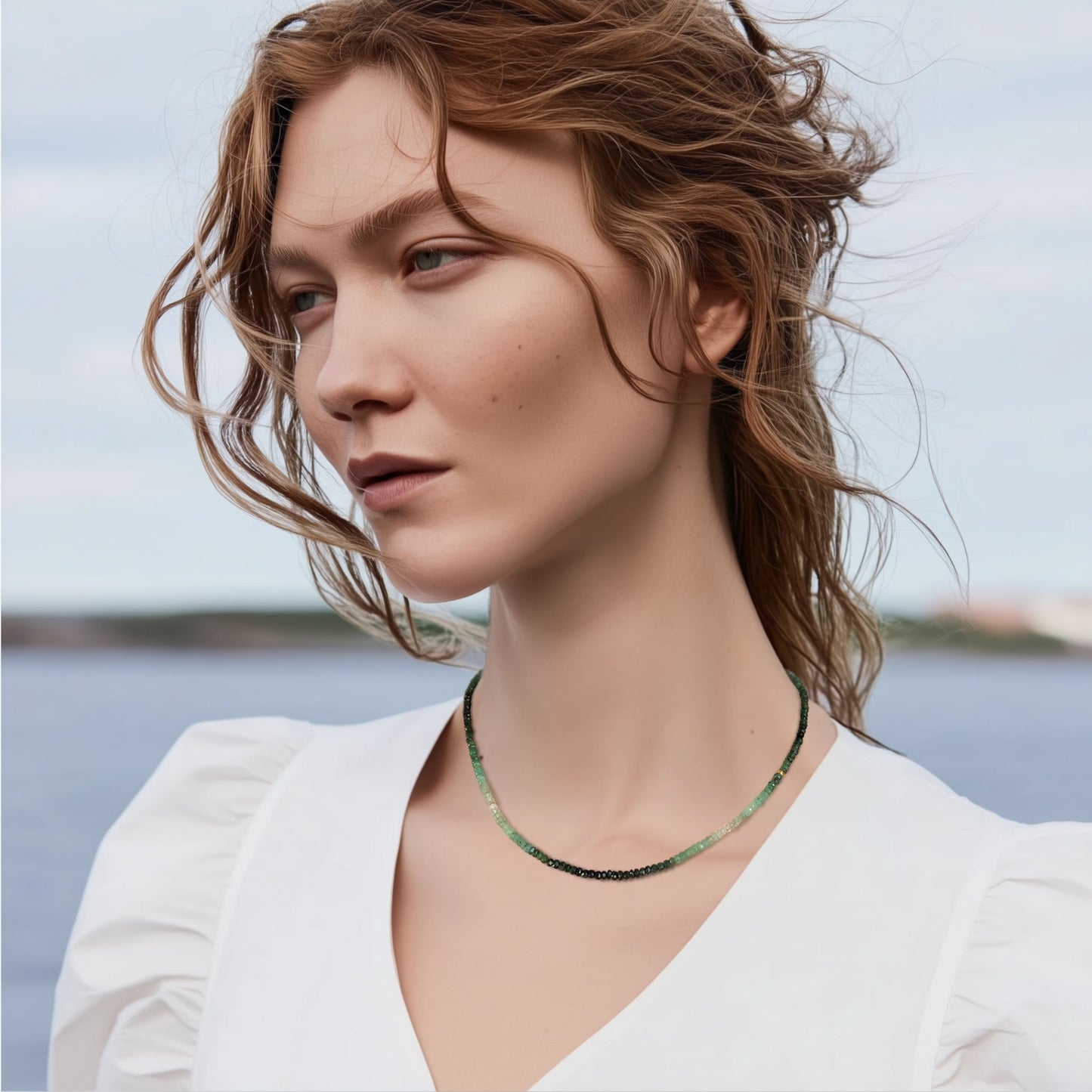 Birthstone May Emerald Ombre Necklace 14K Gold II