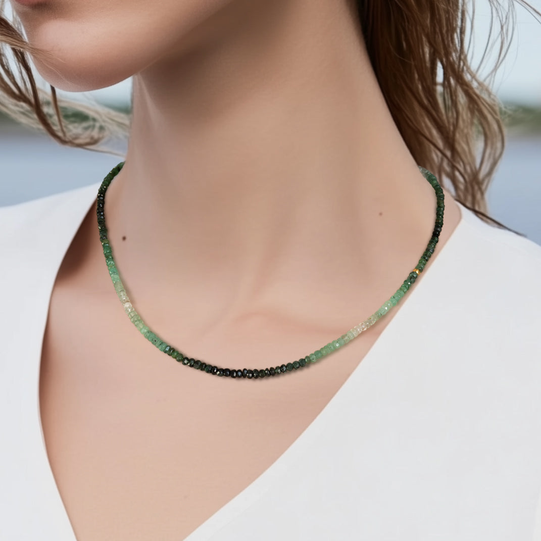 Birthstone May Emerald Ombre Necklace 14K Gold II