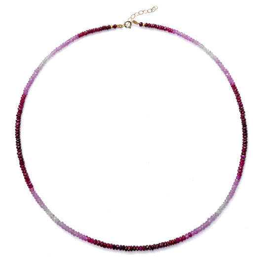 Birthstone July Ruby Ombre Necklace 14K Gold