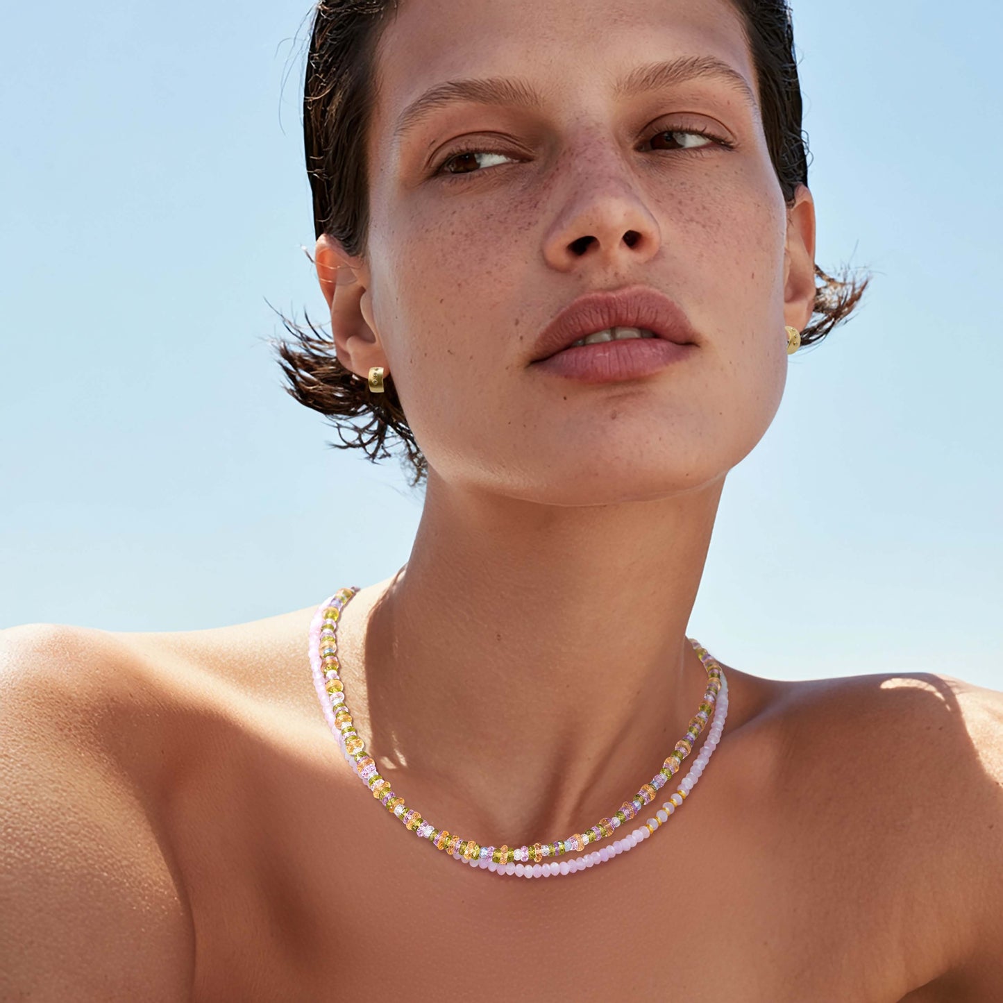 Pastel Multi-Gem Heishi Necklace