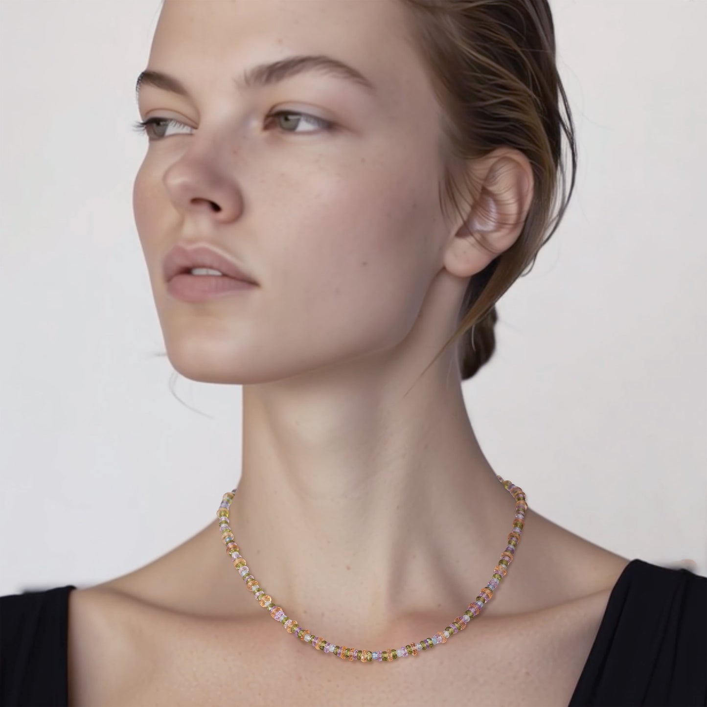 Pastel Multi-Gem Heishi Necklace