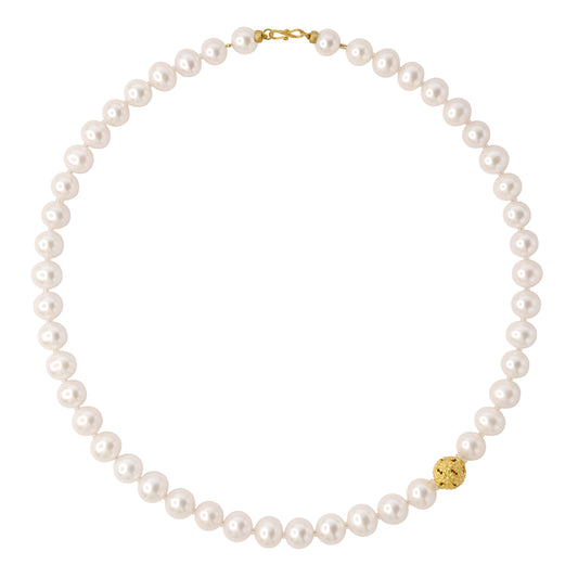 Modern Pearls & Gold Bead Necklace