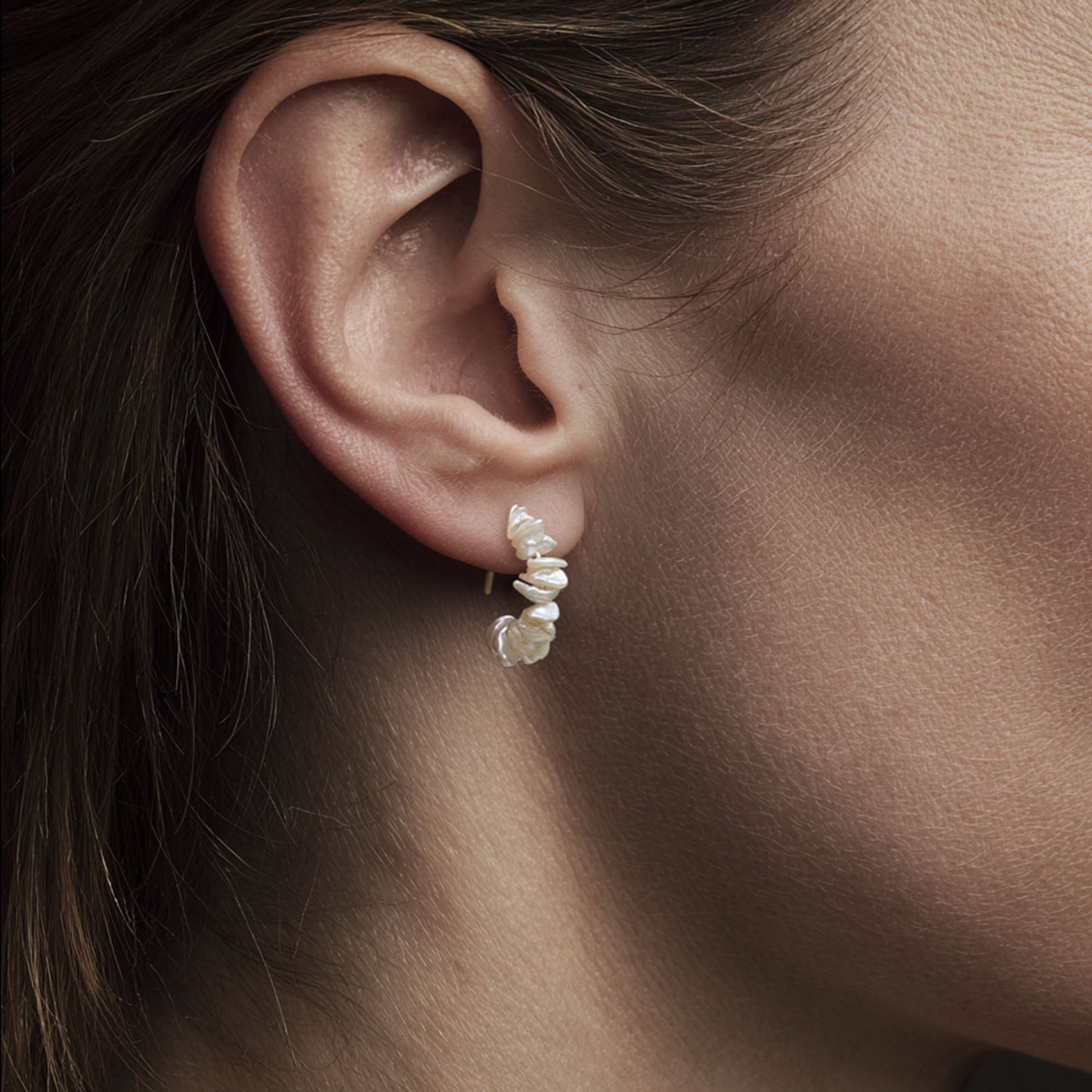 Petal Pearl Half Moon Earrings