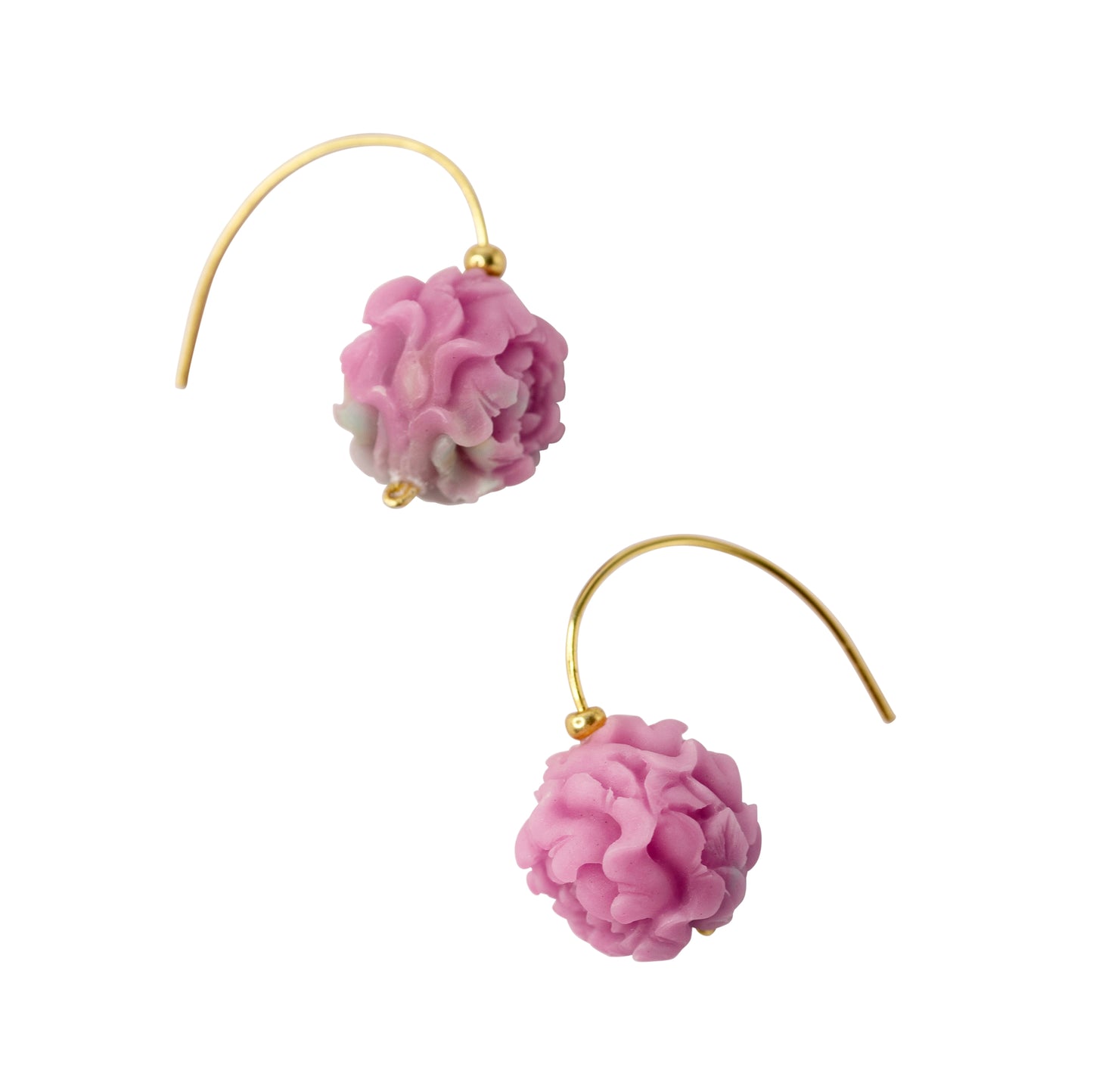 Pink Agate Peony Flower Earring II