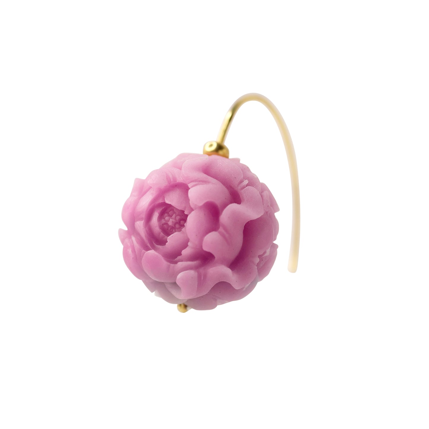 Pink Agate Peony Flower Earring II