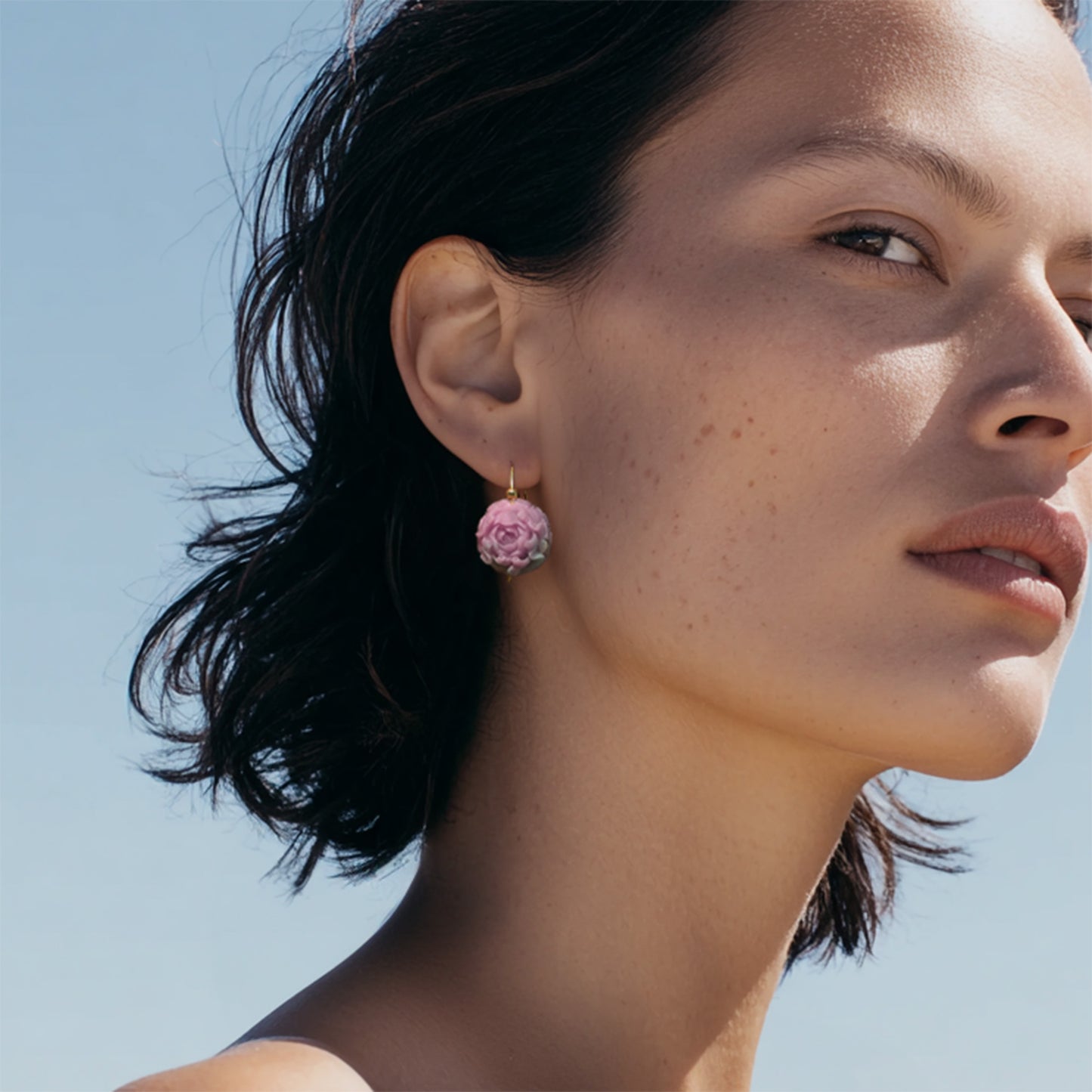 Peony Flower Hook Earrings