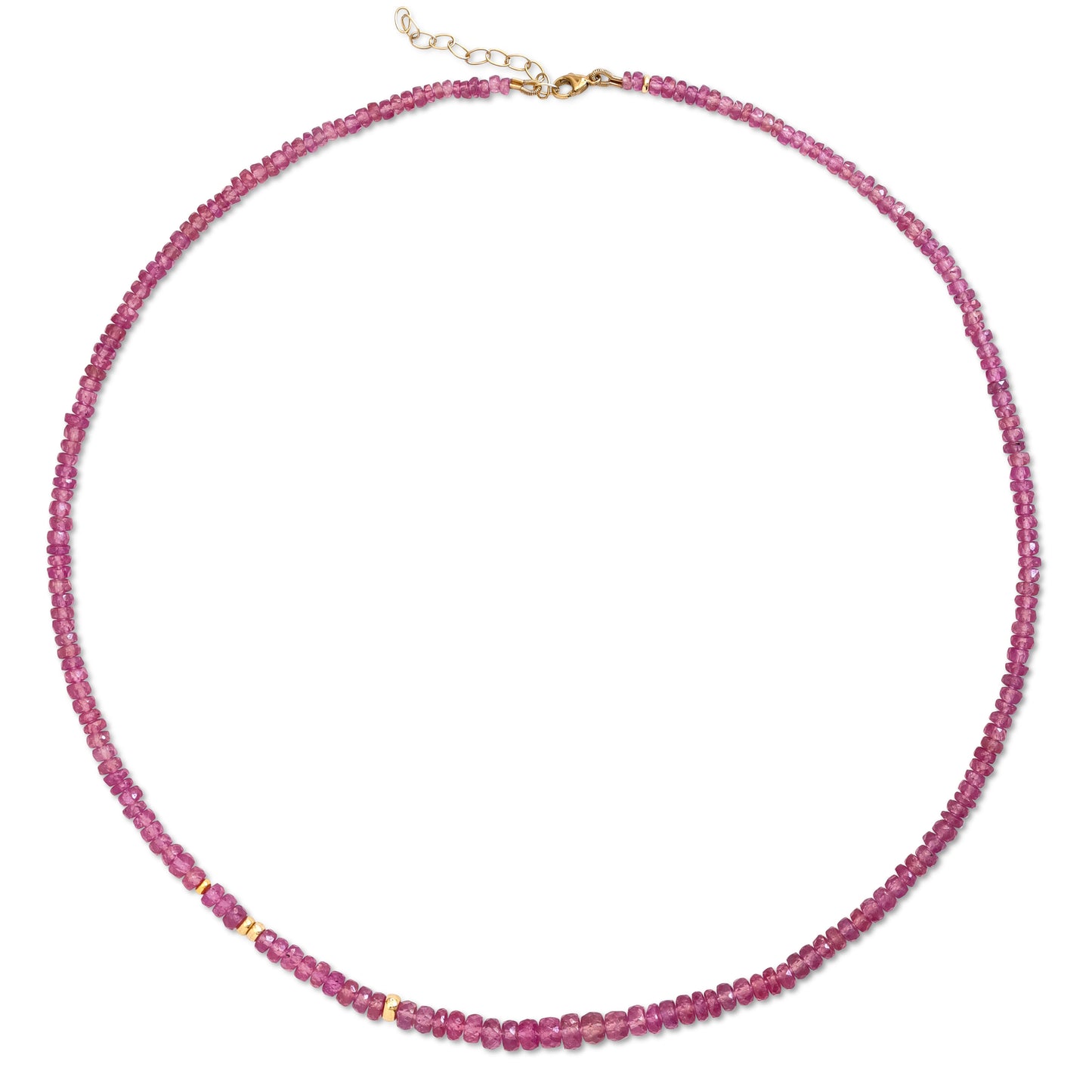 Pink Sapphire Gold Bead Necklace