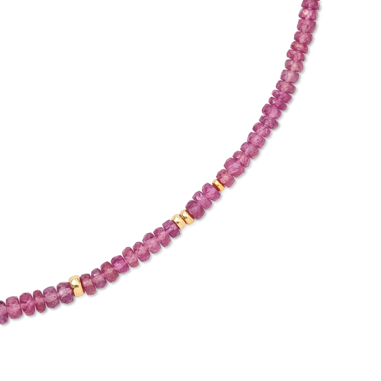 Pink Sapphire Gold Bead Necklace