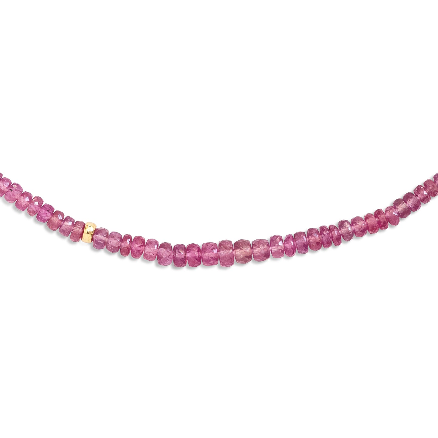 Pink Sapphire Gold Bead Necklace
