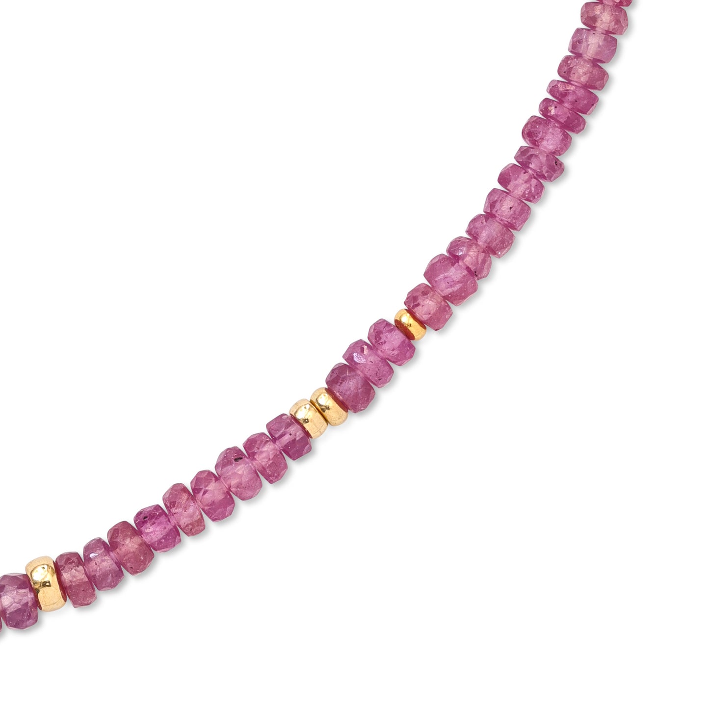 Pink Sapphire Gold Bead Necklace